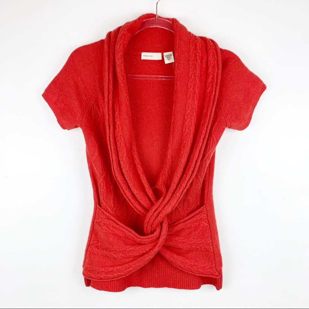 Anthro Sleeping on Snow Twist Front Sweater Small